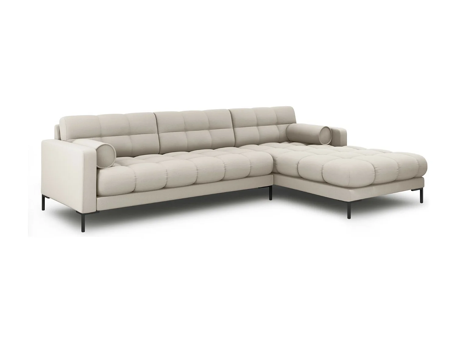 Cosmopolitan Design - Sofá esquinero derecho "Bali" 5 plazas de tejido estructural beige - 293x185x75cm