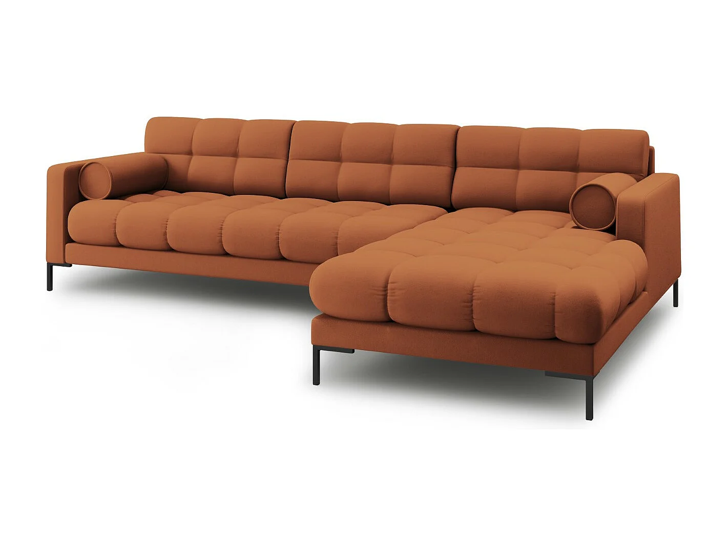 Cosmopolitan Design - 5-Sitzer Ecksofa rechts "Bali" aus strukturiertem Stoff ziegelrot - 293x185x75cm