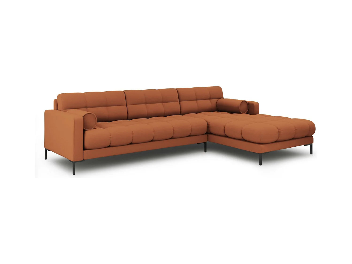 Cosmopolitan Design - Canapé d'angle droit "Bali" 5 places en tissu structurel brique - 293x185x75cm