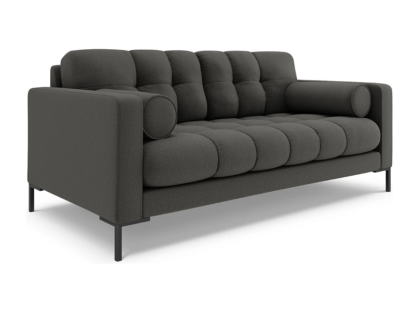 Cosmopolitan Design - 3-Sitzer Sofa "Bali" aus strukturiertem Stoff dunkelgrau - 177x92x75cm