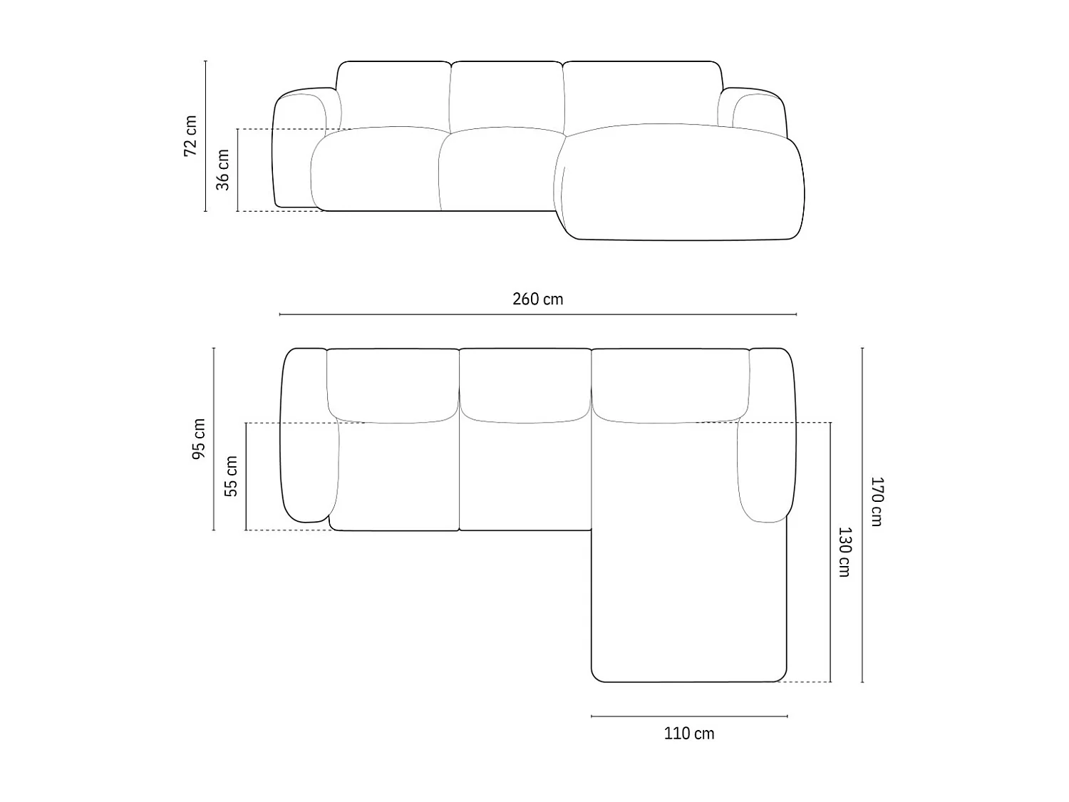 Cosmopolitan Design - Sofá esquinero derecho "Nolio" 4 plazas de tejido chenilla terracota - 260x170x72cm