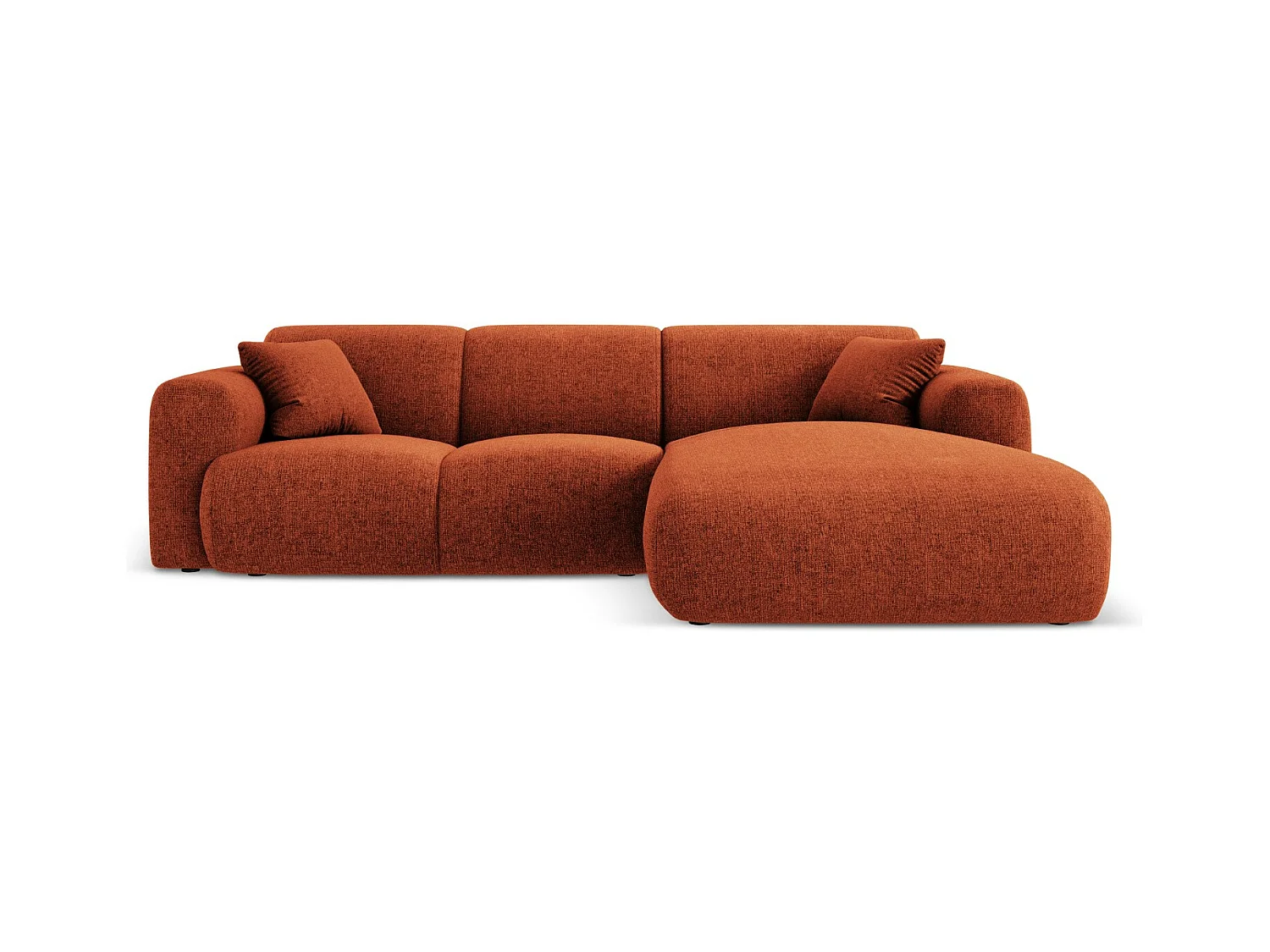 Cosmopolitan Design - Canapé d'angle droit "Nolio" 4 places en chenille terracotta - 260x170x72cm