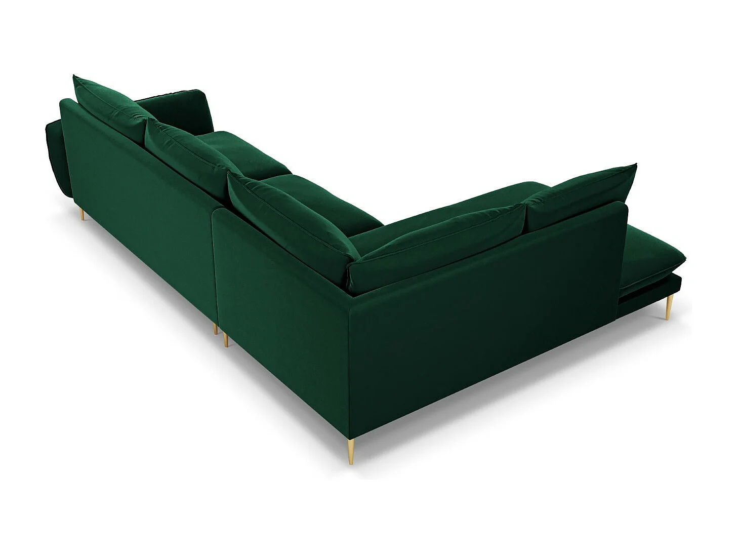 Cosmopolitan Design - Sofá esquinero izquierdo "Vienna" 6 plazas de terciopelo verde botella - 275x185x95cm