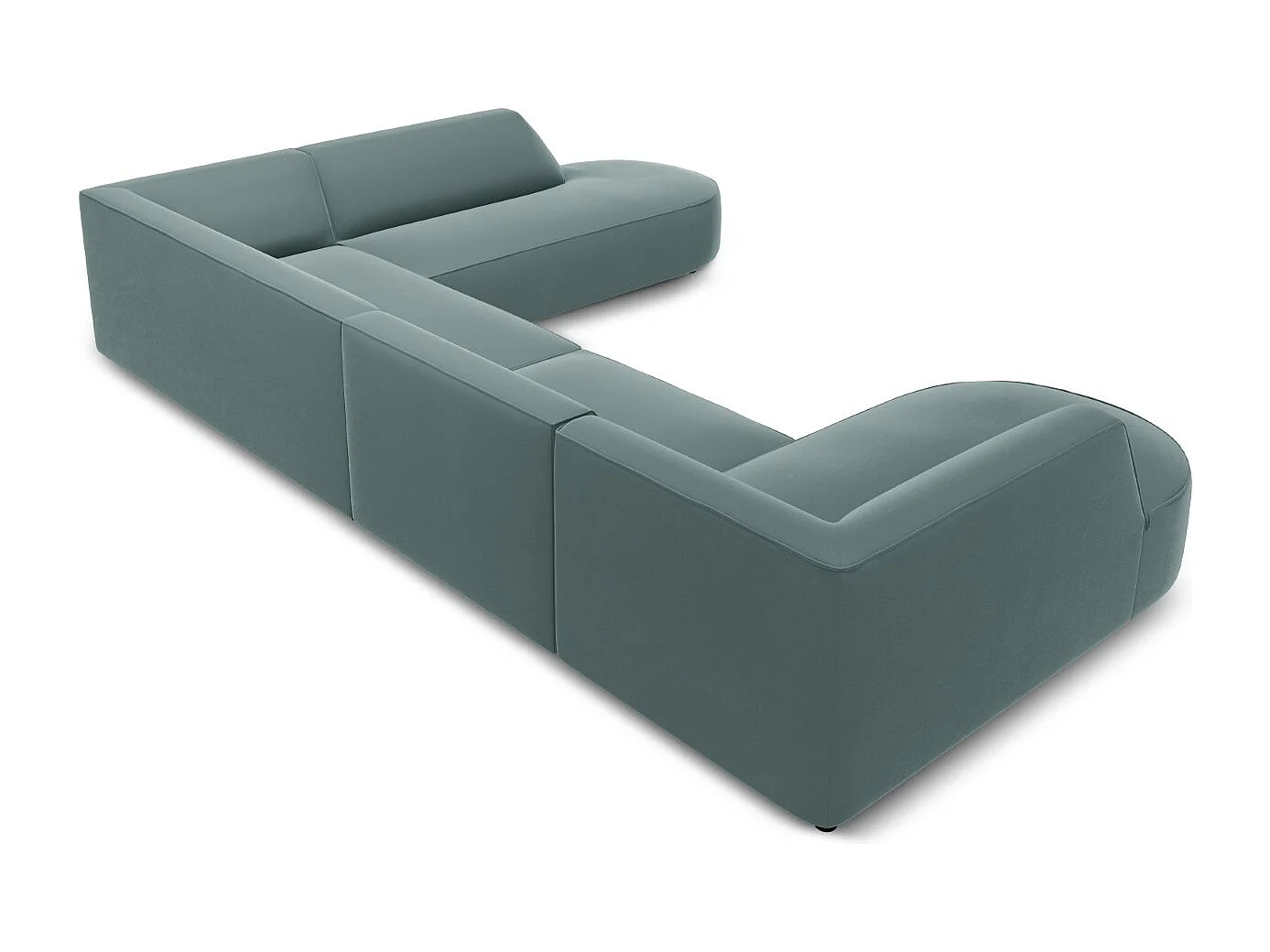 CXL by Christian Lacroix - Panoramische hoekbank rechts "Charles" 7 zitplaatsen, Flueel, Munt - 366x273x69cm