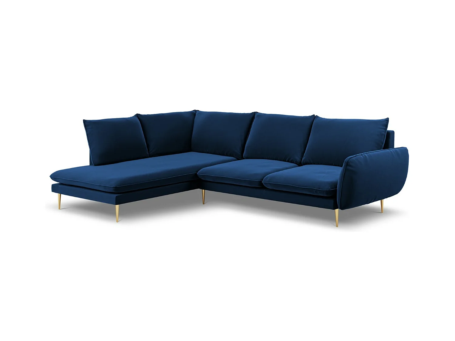 Cosmopolitan Design - Linker hoekbank "Vienna" 6 zitplaatsen, Flueel, Koningsblauw - 275x185x95cm