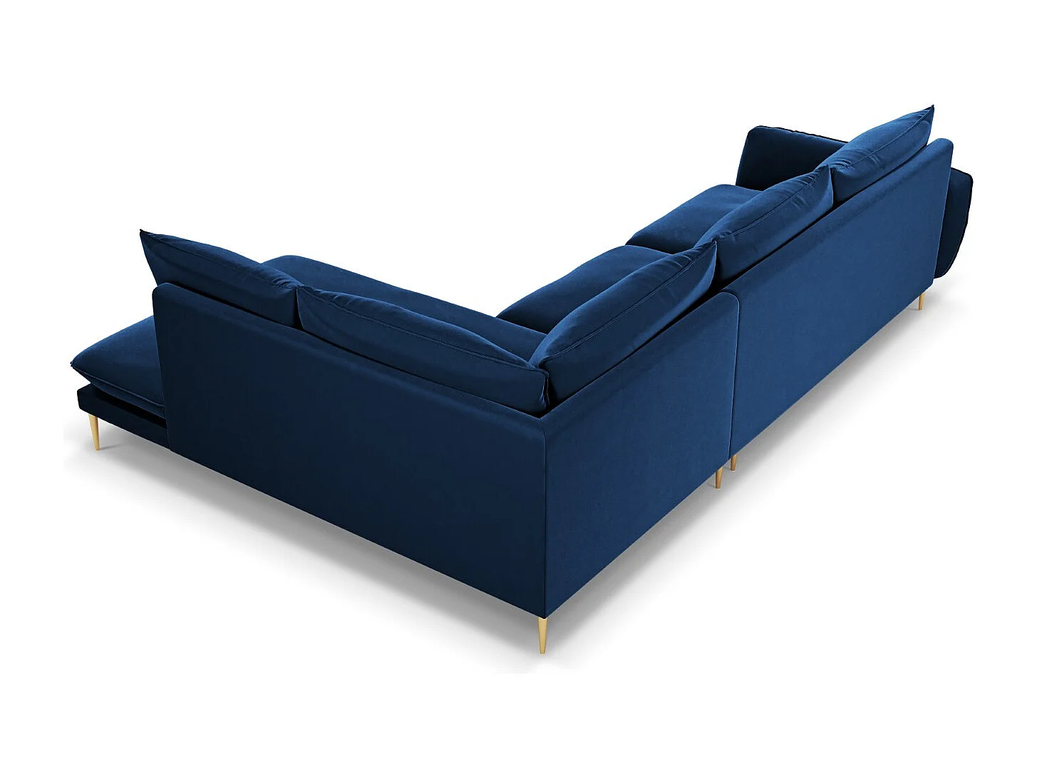 Cosmopolitan Design - Canapé d'angle gauche "Vienna" 6 places en velours bleu roi - 275x185x95cm
