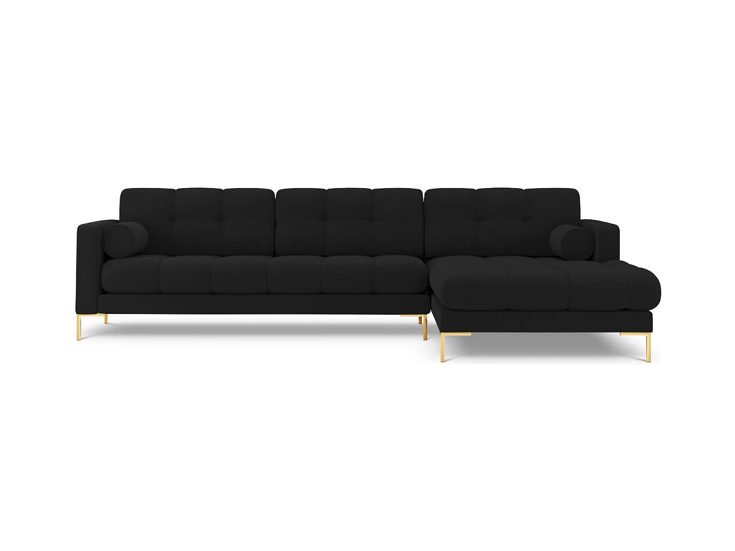 Cosmopolitan Design - Rechter hoekbank "Bali" 5 zitplaatsen, Structurele stof, Zwart - 293x185x75cm