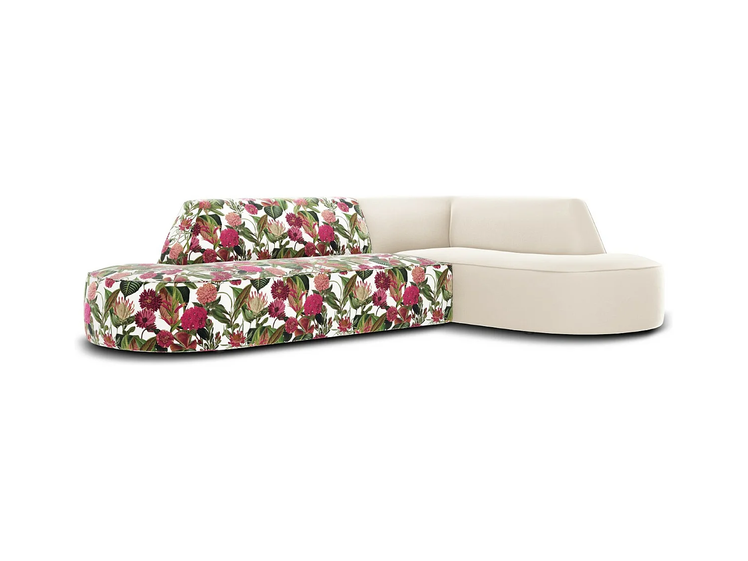 CXL by Christian Lacroix - 4-Sitzer Ecksofa rechts "Charles" Sitzer aus Samt rosengarten-motiv - 273x180x69cm