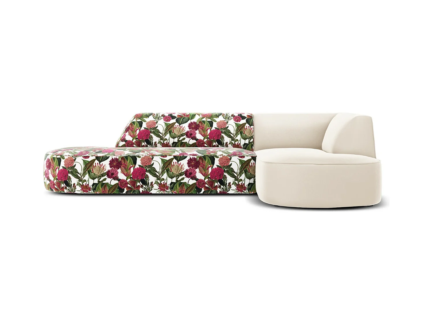 CXL by Christian Lacroix - 4-Sitzer Ecksofa rechts "Charles" Sitzer aus Samt rosengarten-motiv - 273x180x69cm