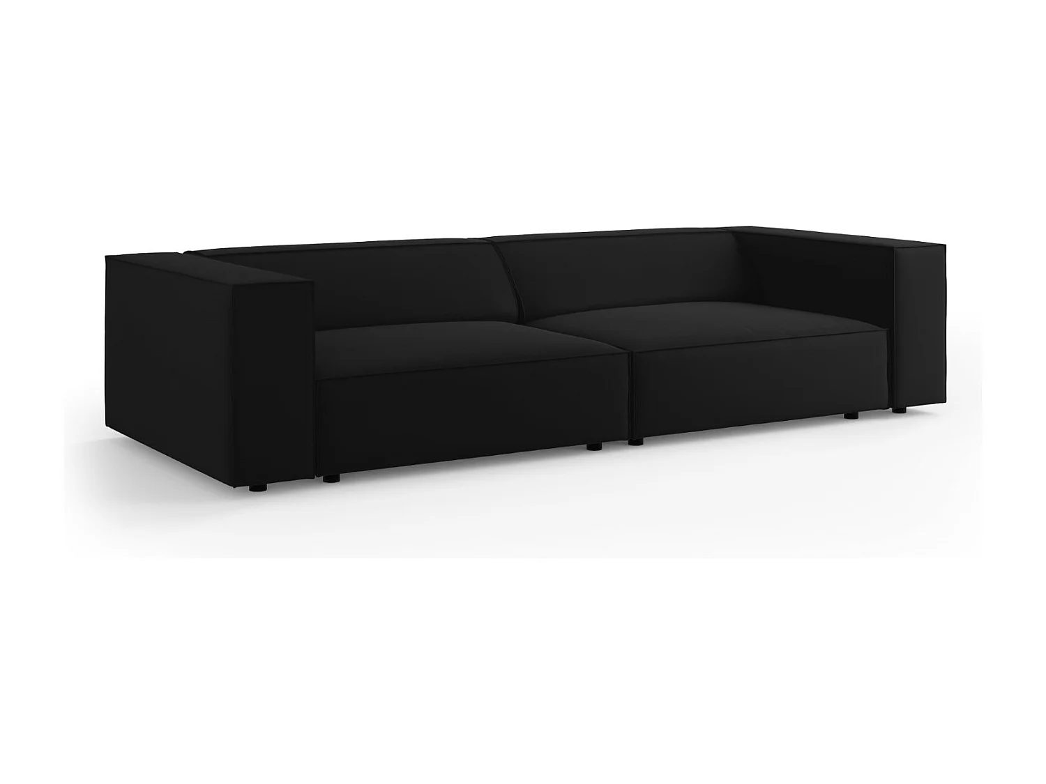 Cosmopolitan Design - Sofá "Arendal" 4 lugares em veludo preto - 244x102x70cm