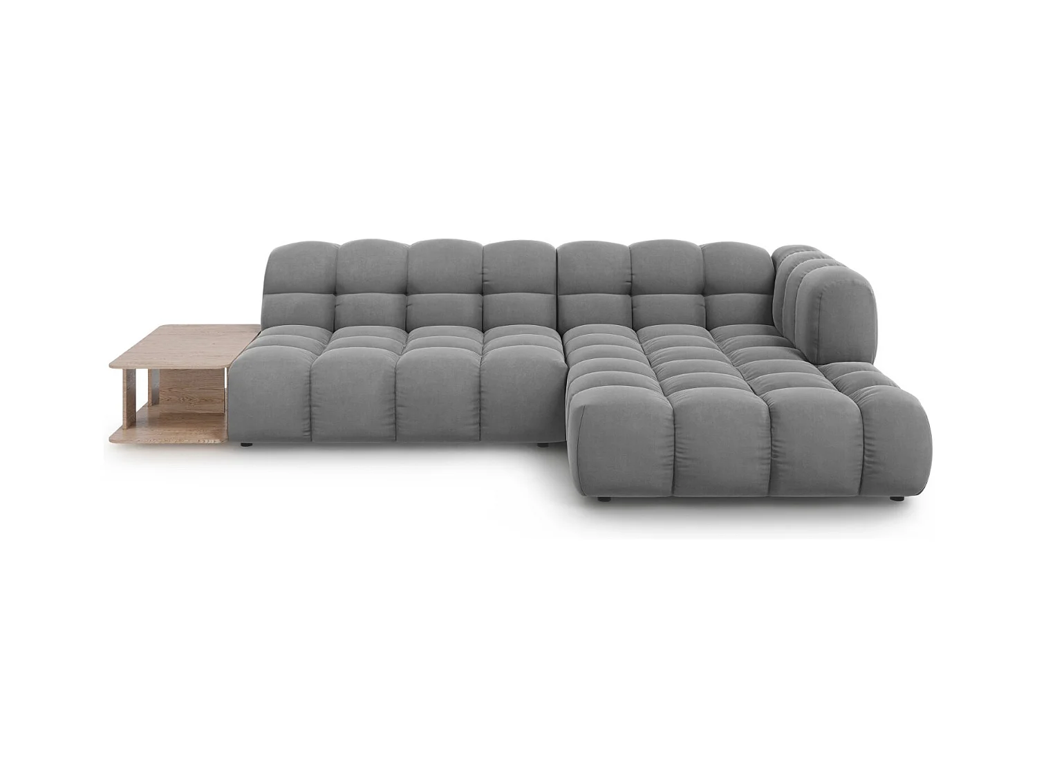 Cosmopolitan Design - 4-Sitzer modulares Ecksofa rechts "Sky" aus Samt hellgrau - 297x162x75cm