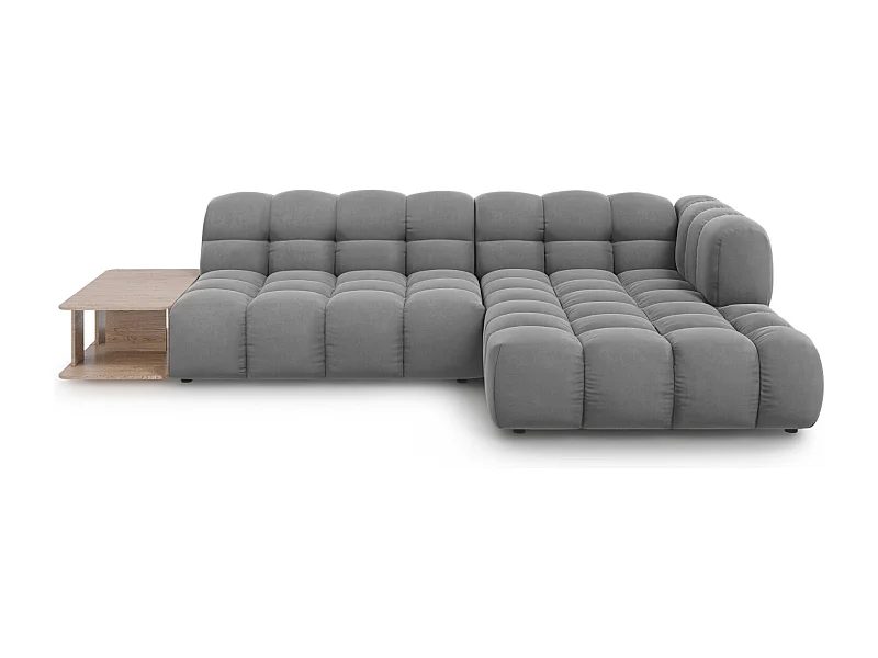 Cosmopolitan Design - Sofá modular de canto direito "Sky" 4 lugares em veludo cinza claro - 297x162x75cm