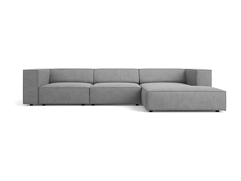 Cosmopolitan Design - 4-Sitzer Ecksofa rechts "Arendal" aus Chenille-Stoff mit Rippeneffekt dunkelgrau - 284x166x70cm