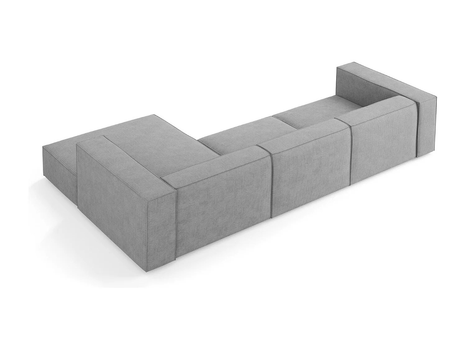 Cosmopolitan Design - Rechter hoekbank "Arendal" 4 zitplaatsen, Chenille met ribbeleffect, Donkergrijs - 284x166x70cm