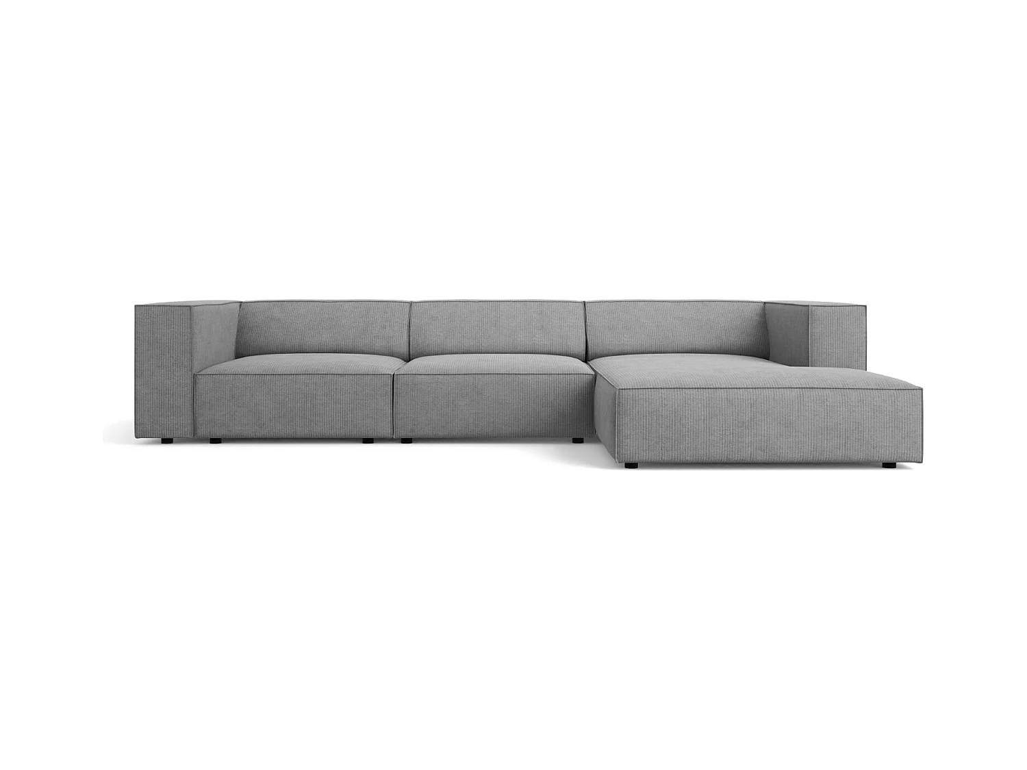 Cosmopolitan Design - Canapé d'angle droit "Arendal" 4 places en chenille avec un effet côtelé gris foncé - 284x166x70cm