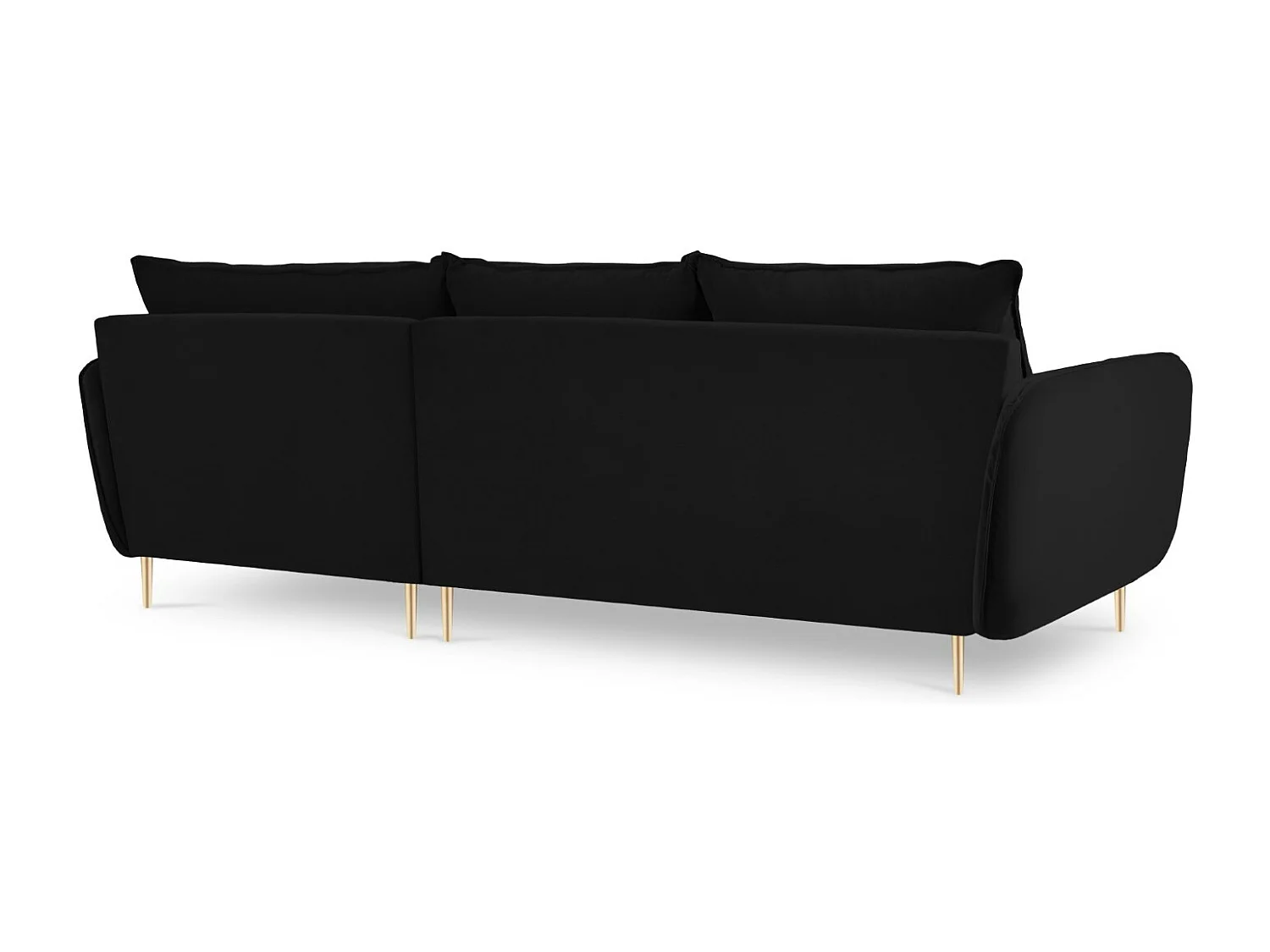 Cosmopolitan Design - Divano angolare destro "Vienna" 5 posti in velluto nero - 255x170x95cm