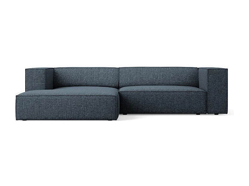 Cosmopolitan Design - 3-Sitzer Ecksofa links "Arendal" aus Chenille-Stoff königsblau - 224x166x70cm
