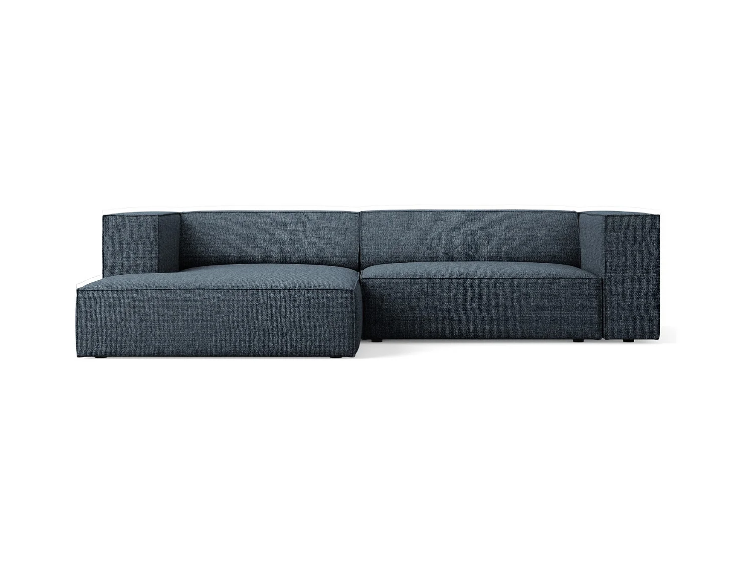 Cosmopolitan Design - Canapé d'angle gauche "Arendal" 3 places en chenille bleu roi - 224x166x70cm