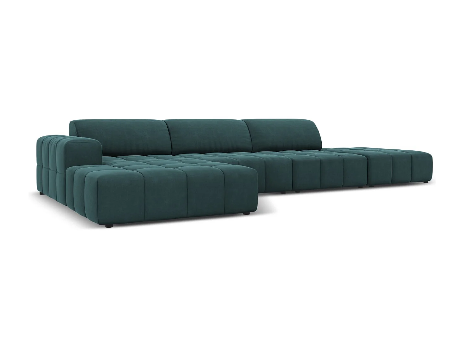 CXL by Christian Lacroix - 5-Sitzer Ecksofa links "Luc" Sitzer aus Samt petrol - 341x166x70cm
