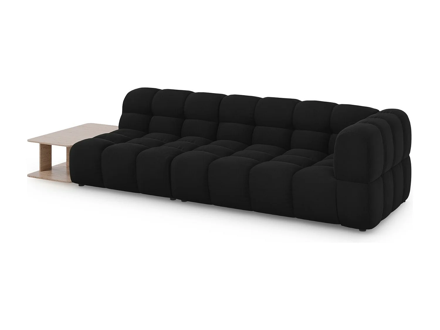 Cosmopolitan Design - Divano modulare sinistro "Sky" 4 posti in velluto nero - 297x102x75cm