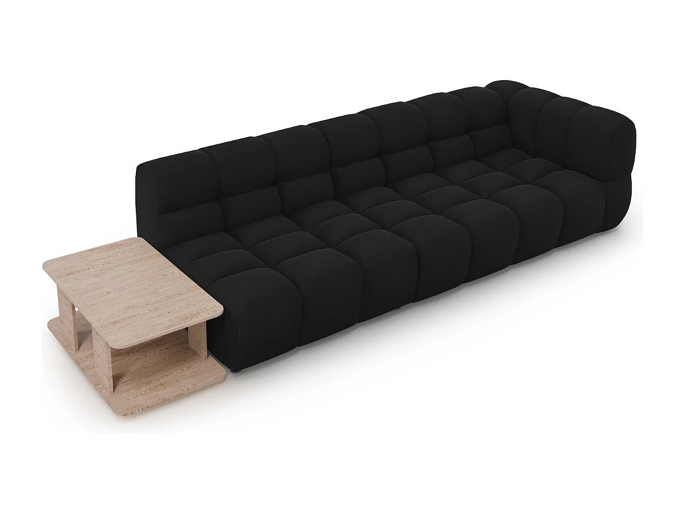 Cosmopolitan Design - Sofá modular virado para a esquerda "Sky" 4 lugares em veludo preto - 297x102x75cm