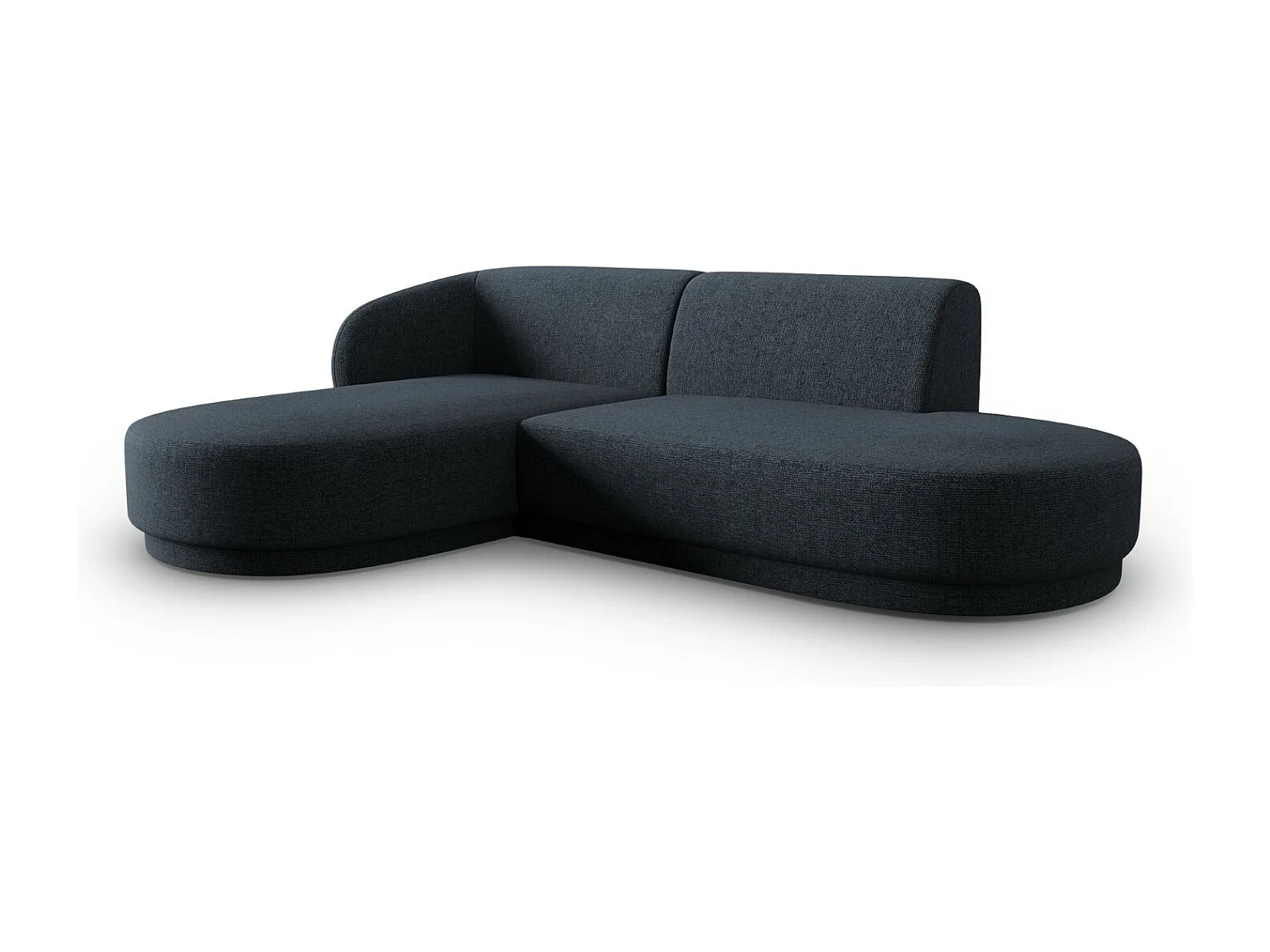 CXL by Christian Lacroix - Canapé d'angle modulable gauche "Lionel" 4 places en chenille bleu mélange - 233x155x74cm