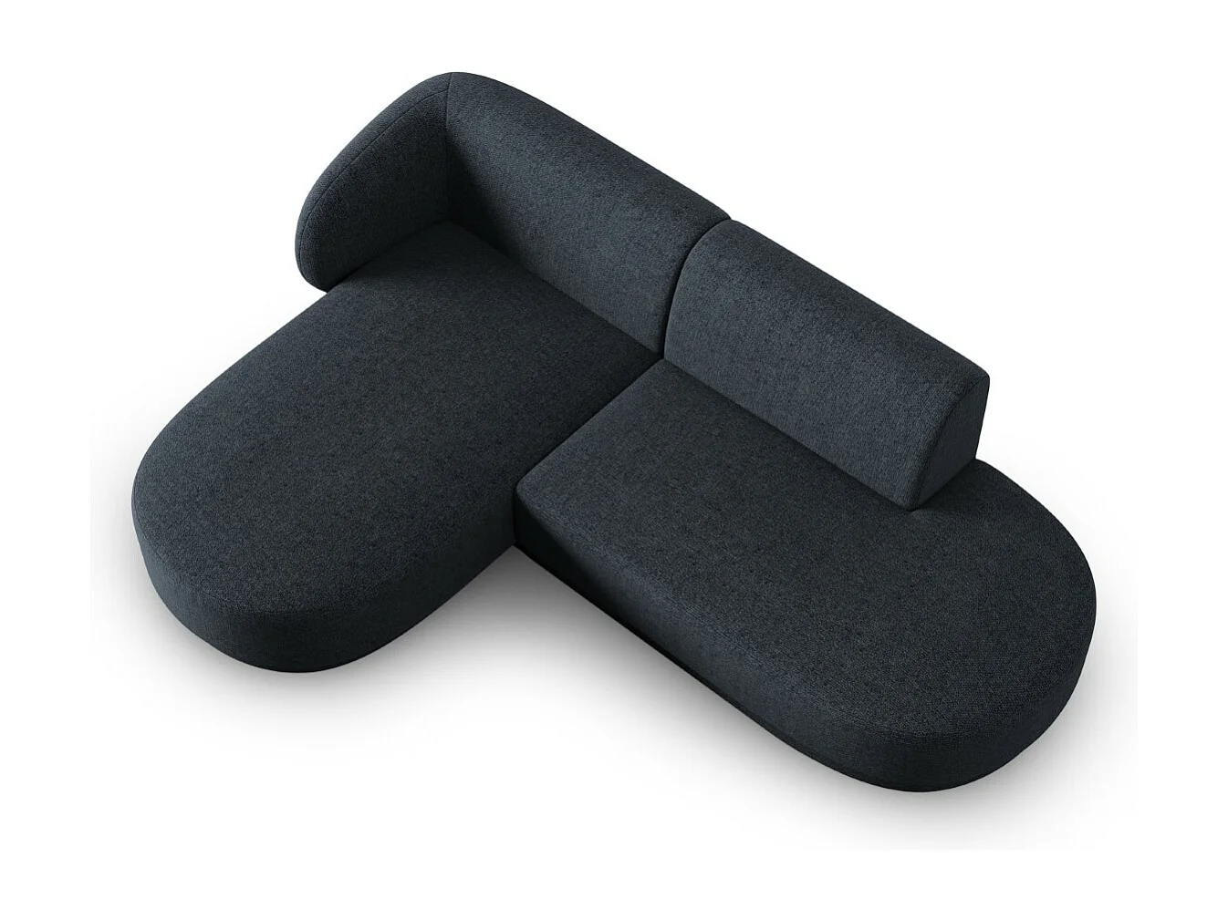 CXL by Christian Lacroix - Canapé d'angle modulable gauche "Lionel" 4 places en chenille bleu mélange - 233x155x74cm