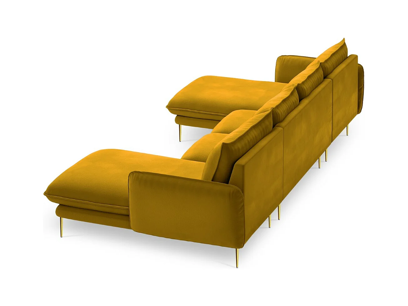 Cosmopolitan Design - Panoramische bank "Vienna" 6 zitplaatsen, Flueel, GEEL - 350x170x95cm