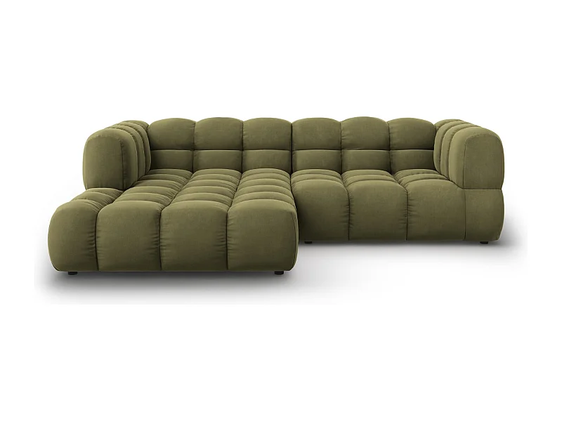 Cosmopolitan Design - Canapé d'angle gauche modulable "Sky" 3 places en velours vert clair - 244x162x75cm