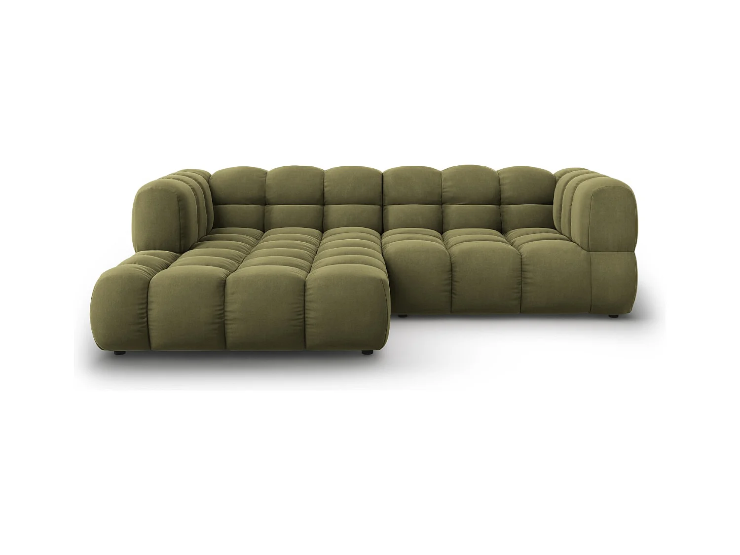 Cosmopolitan Design - Modulaire hoekbank links "Sky" 3 zitplaatsen, Flueel, Lichtgroen - 244x162x75cm