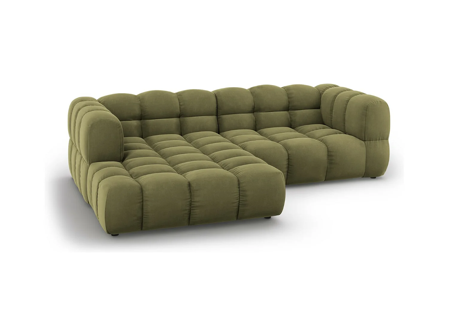 Cosmopolitan Design - Canapé d'angle gauche modulable "Sky" 3 places en velours vert clair - 244x162x75cm