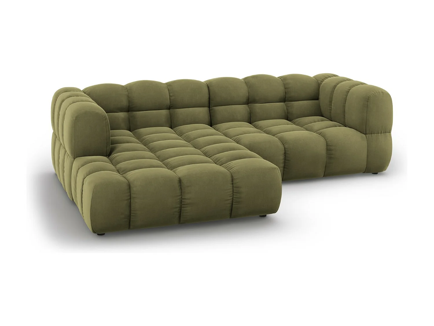 Cosmopolitan Design - Sofá modular de canto esquerdo "Sky" 3 lugares em veludo verde claro - 244x162x75cm