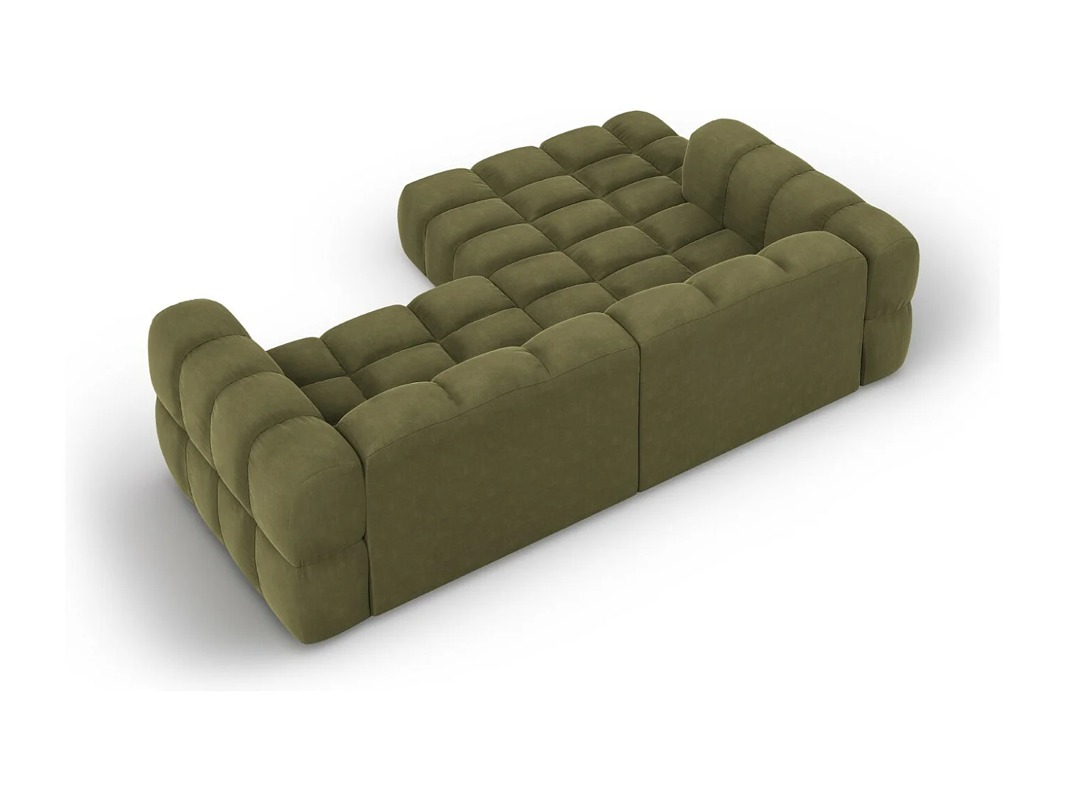 Cosmopolitan Design - Sofá modular de canto esquerdo "Sky" 3 lugares em veludo verde claro - 244x162x75cm