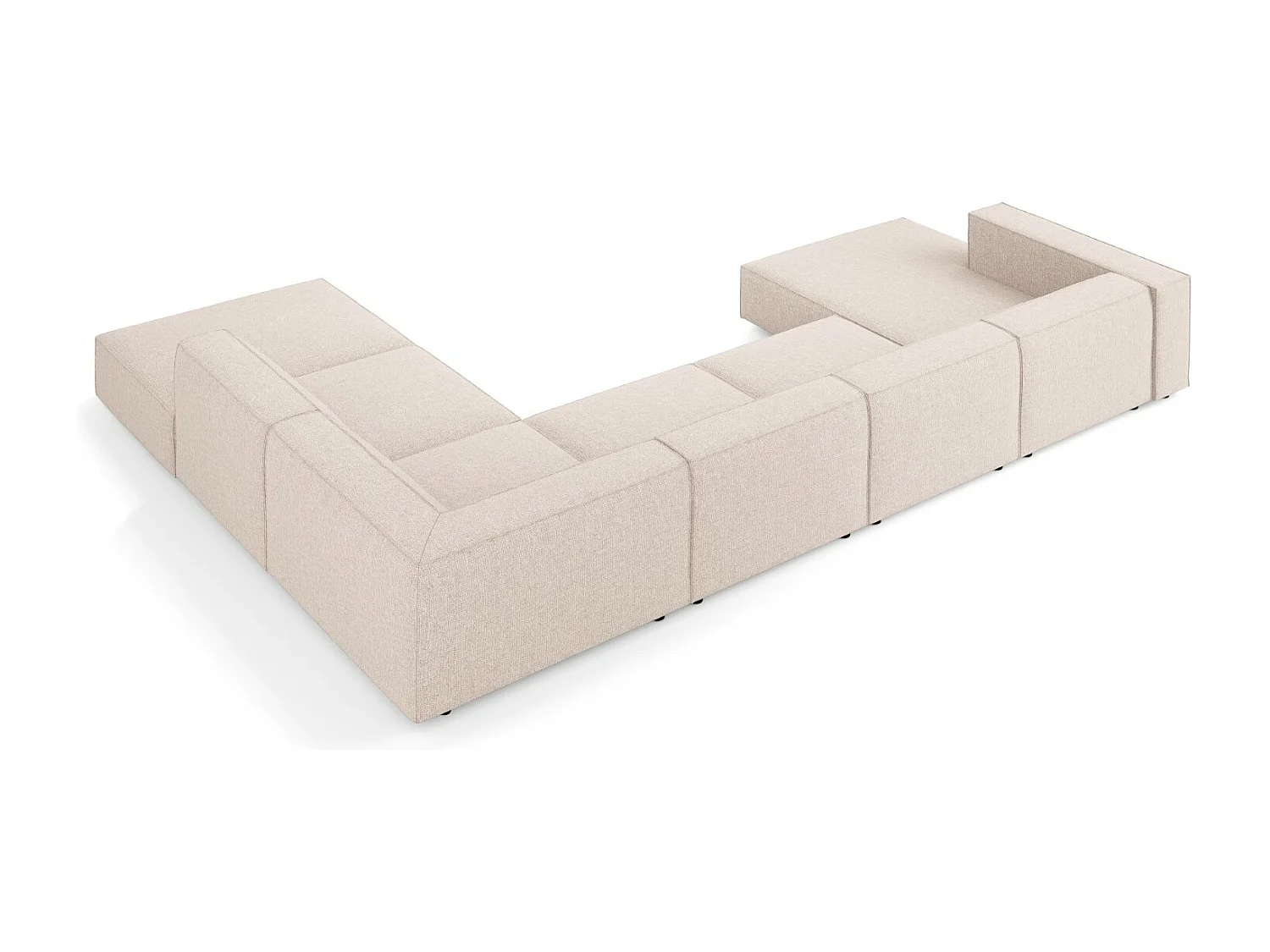 Cosmopolitan Design - Panoramische hoekbank rechts "Arendal" 7 zitplaatsen, Chenille, Beige - 364x262x70cm