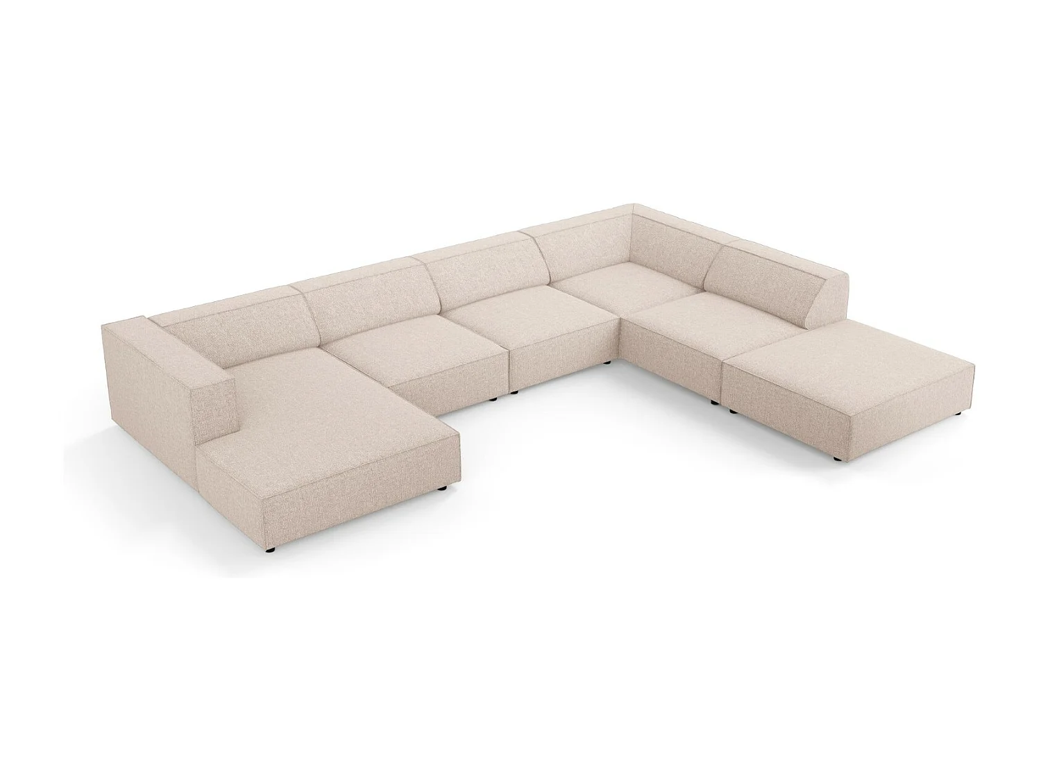 Cosmopolitan Design - Panoramische hoekbank rechts "Arendal" 7 zitplaatsen, Chenille, Beige - 364x262x70cm