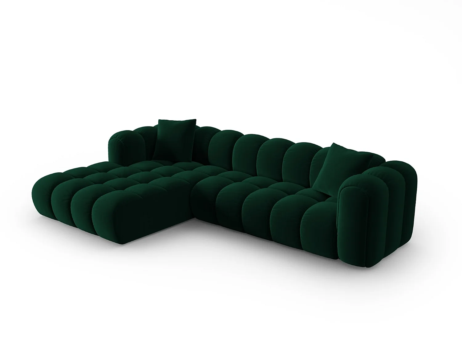CXL by Christian Lacroix - Sofá esquinero modular izquierdo "Clotilde" 4 plazas de terciopelo verde botella - 306x190x70cm