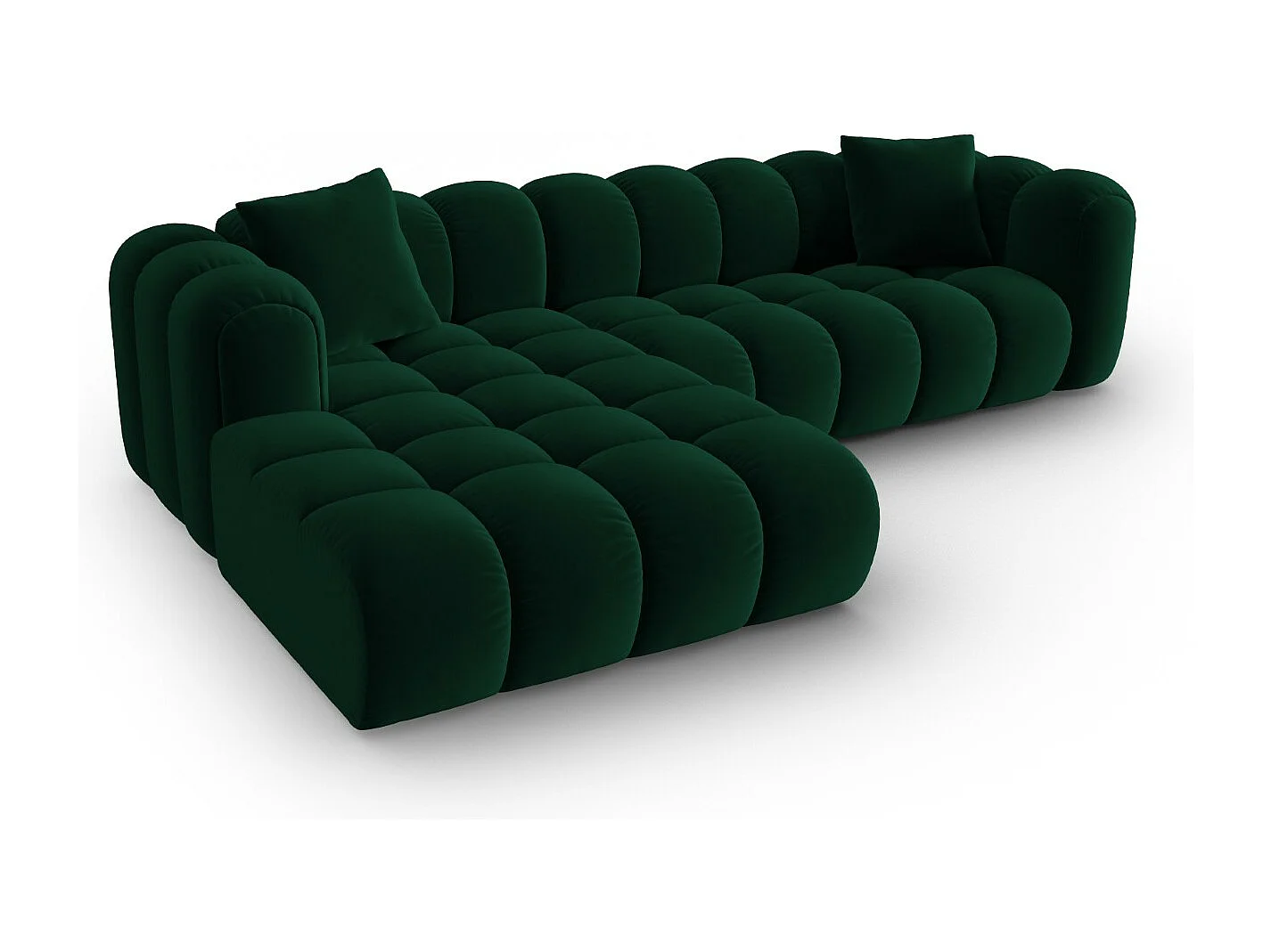CXL by Christian Lacroix - Sofá esquinero modular izquierdo "Clotilde" 4 plazas de terciopelo verde botella - 306x190x70cm