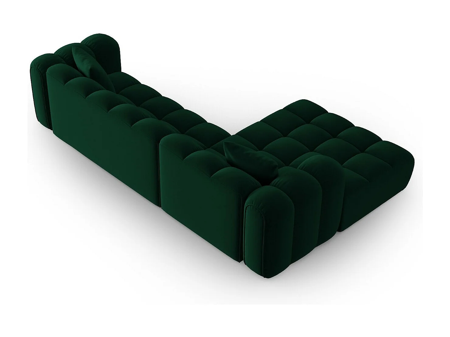 CXL by Christian Lacroix - Sofá esquinero modular izquierdo "Clotilde" 4 plazas de terciopelo verde botella - 306x190x70cm