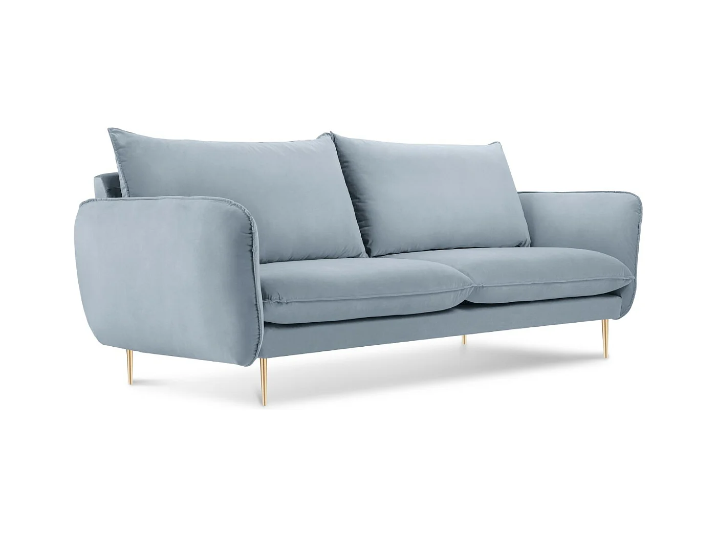 Cosmopolitan Design - Canapé "Vienna" 2 places en velours bleu clair - 160x92x95cm