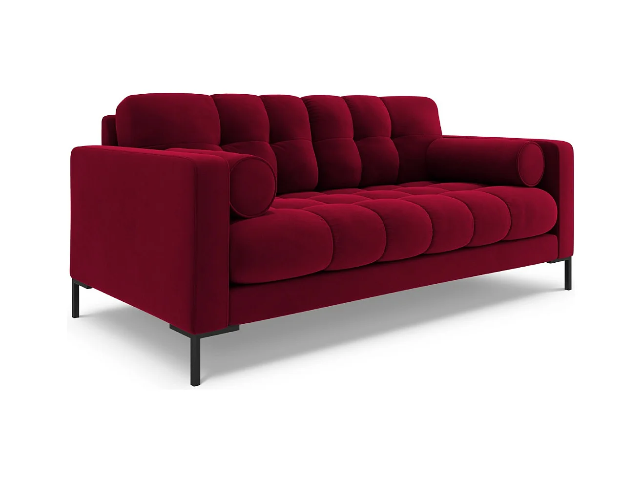 Cosmopolitan Design - Canapé "Bali" 2 places en velours rouge - 152x92x75cm