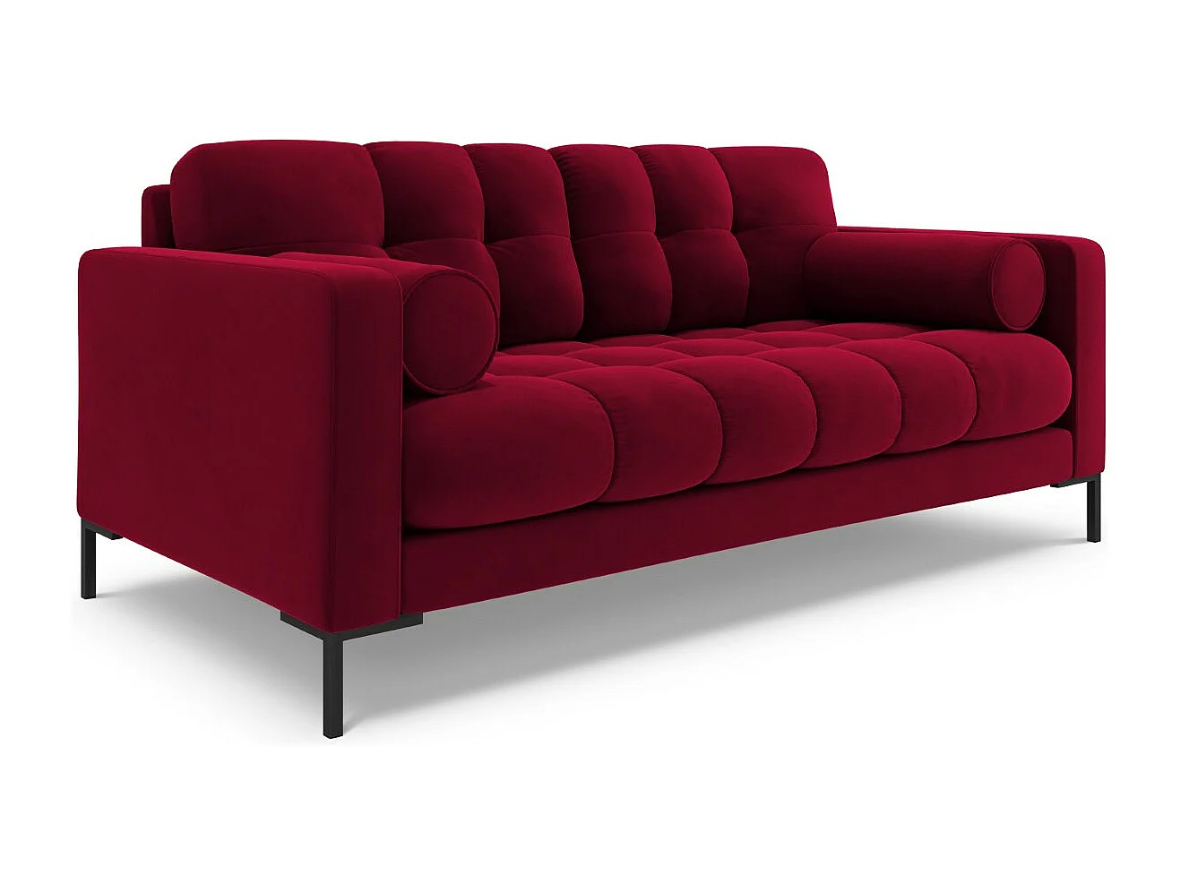 Cosmopolitan Design - Sofá "Bali" 2 lugares em veludo vermelho - 152x92x75cm