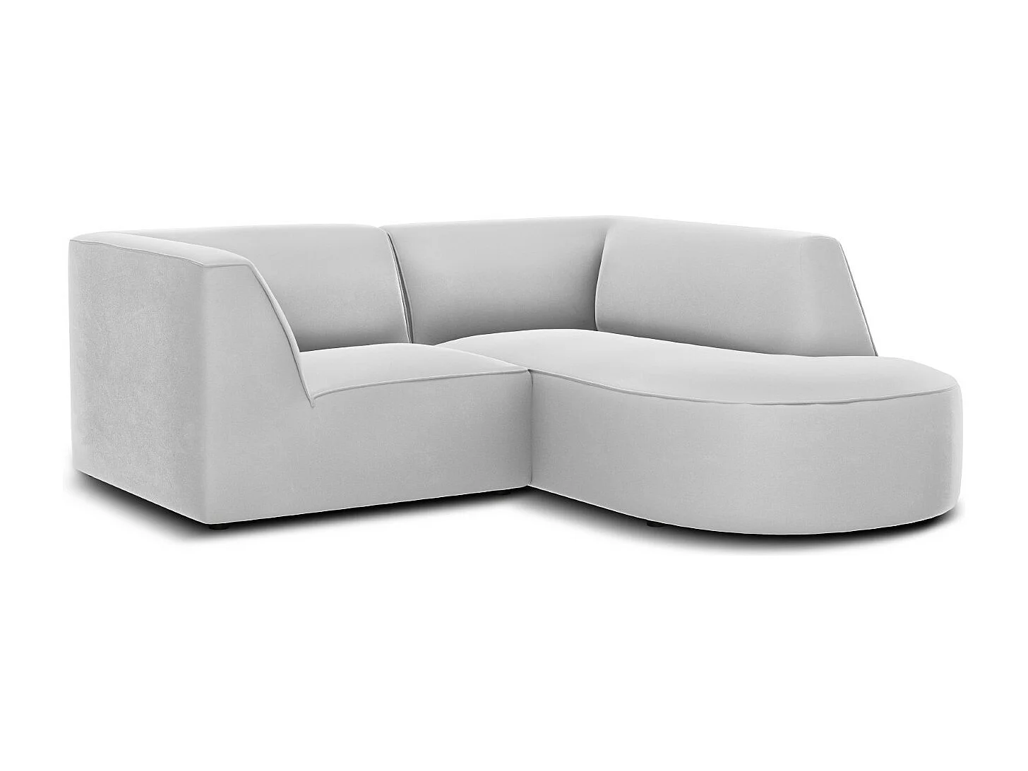 CXL by Christian Lacroix - Canapé d'angle droit "Charles" 3 places en velours gris clair - 186x180x69cm