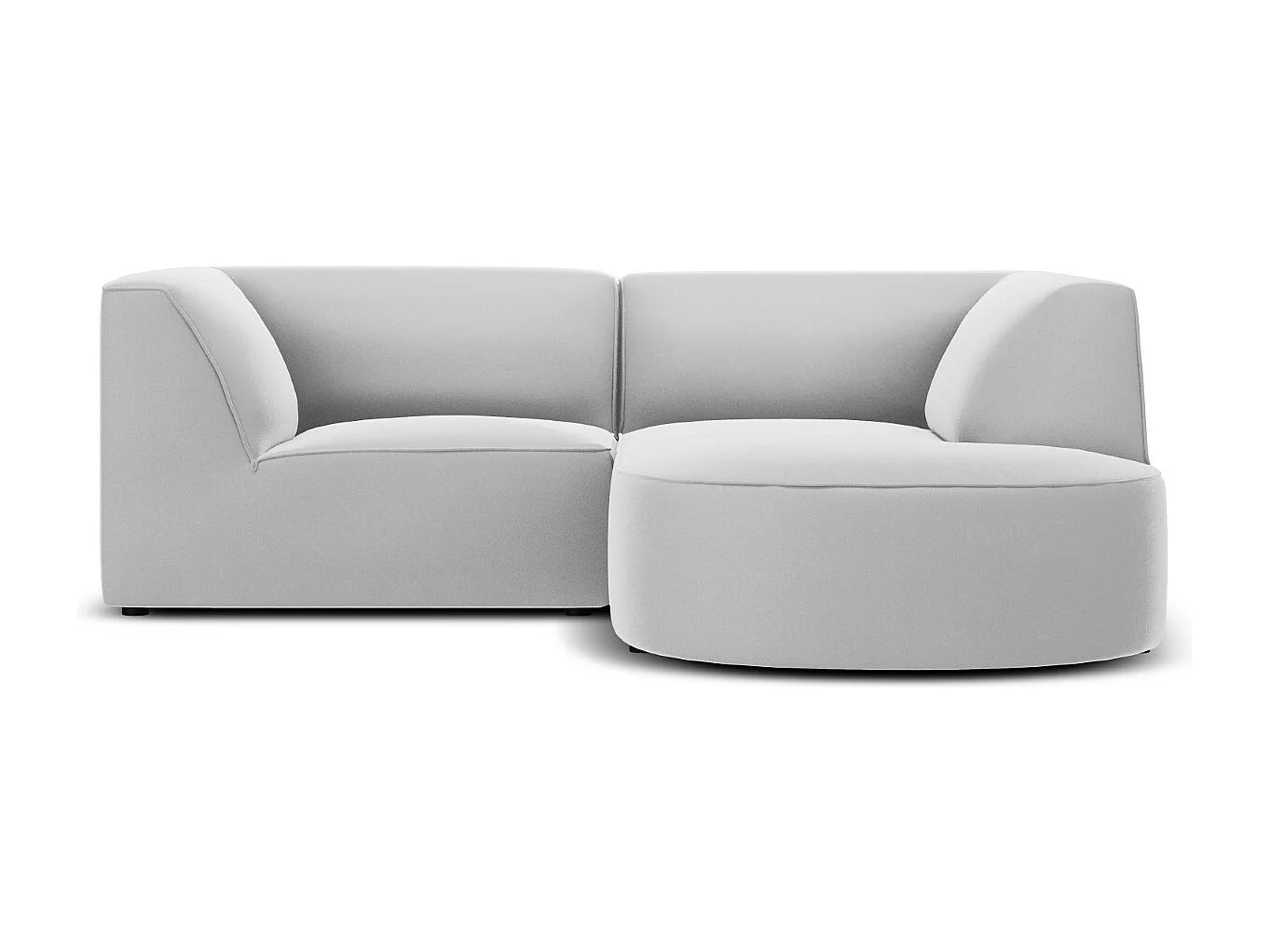 CXL by Christian Lacroix - Canapé d'angle droit "Charles" 3 places en velours gris clair - 186x180x69cm