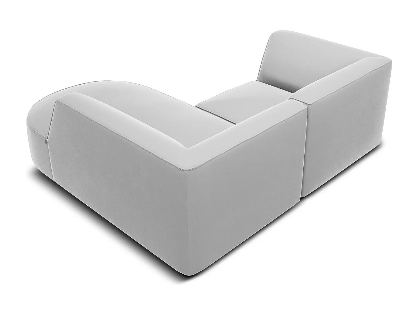 CXL by Christian Lacroix - Sofá de canto direito "Charles" 3 lugares em veludo cinza claro - 186x180x69cm