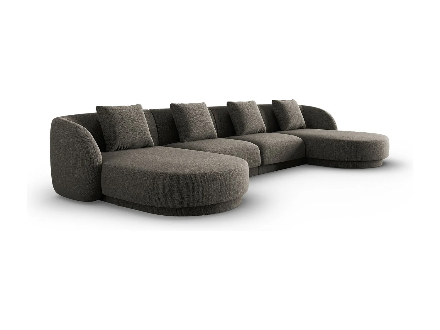 Cosmopolitan Design - Canapé panoramique "Tulum" 5 places en chenille gris - 330x156x70cm