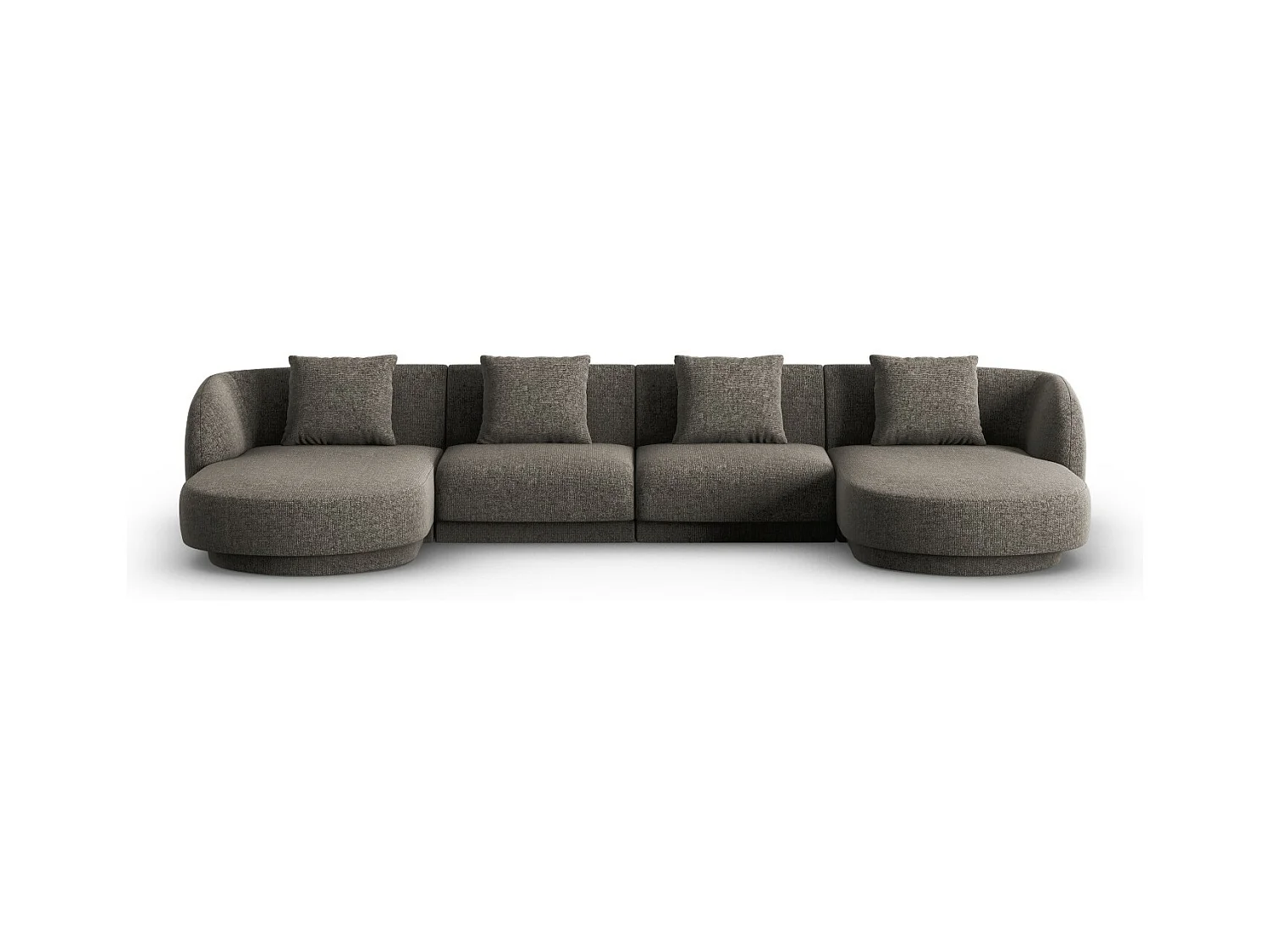 Cosmopolitan Design - Panoramische bank "Tulum" 5 zitplaatsen, Chenille, Grijs - 330x156x70cm