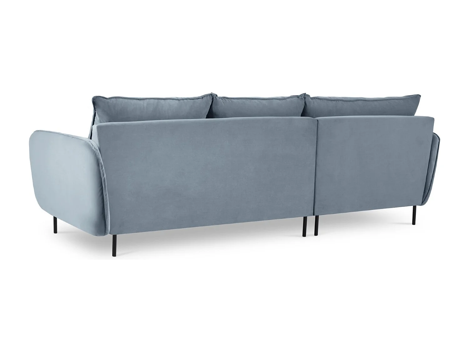 Cosmopolitan Design - Canapé d'angle gauche "Vienna" 5 places en velours bleu - 255x170x95cm