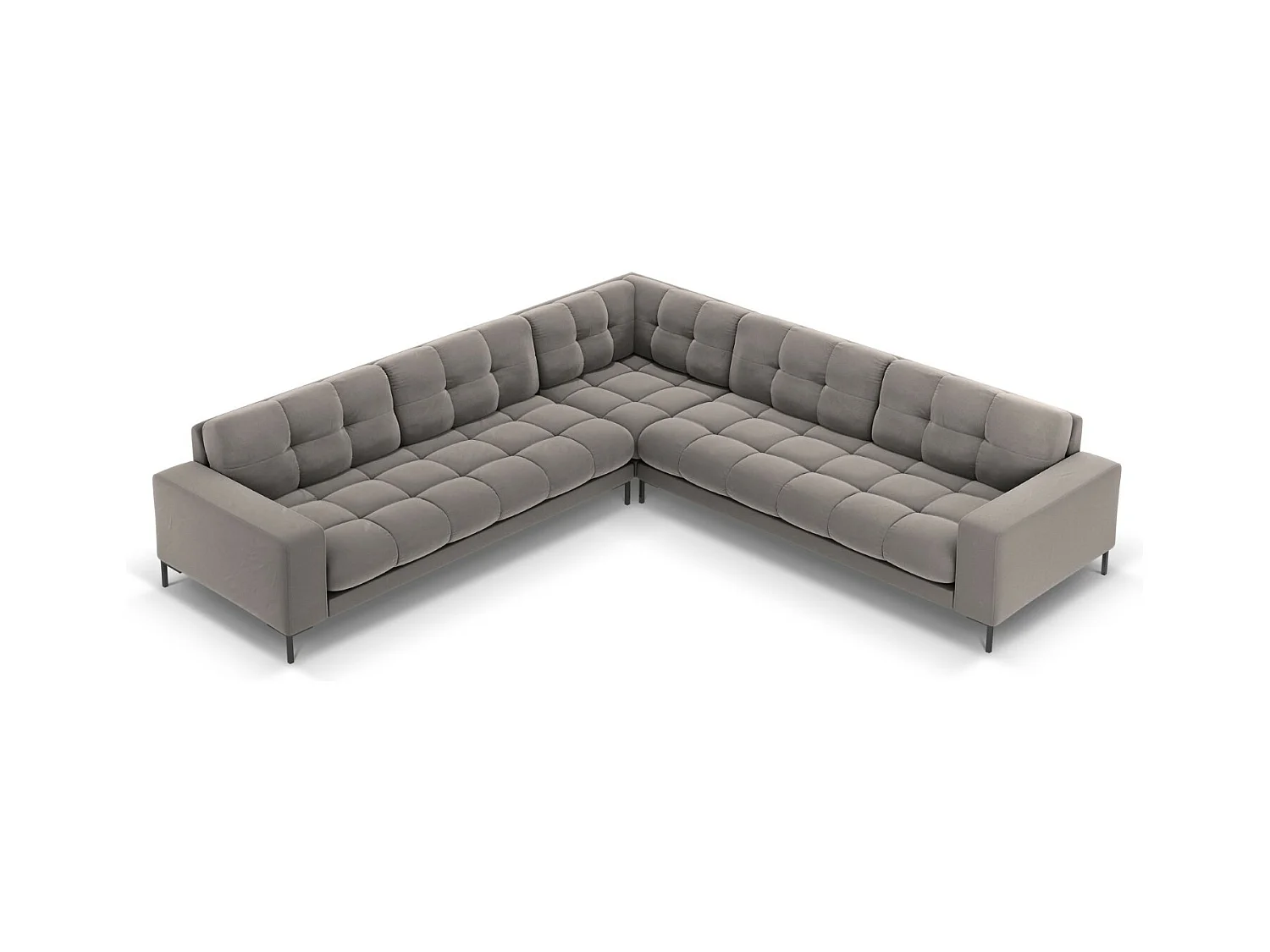 Cosmopolitan Design - Canapé d'angle symétrique "Bali" 6 places en velours gris clair - 256x256x75cm