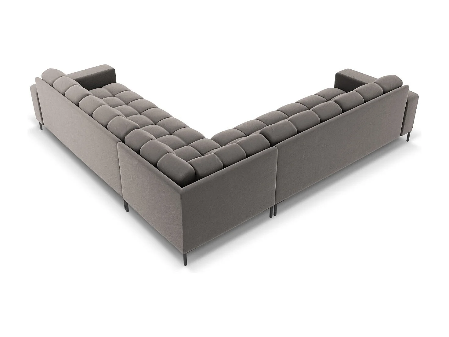 Cosmopolitan Design - Sofá de canto simétrico "Bali" 6 lugares em veludo cinza claro - 256x256x75cm