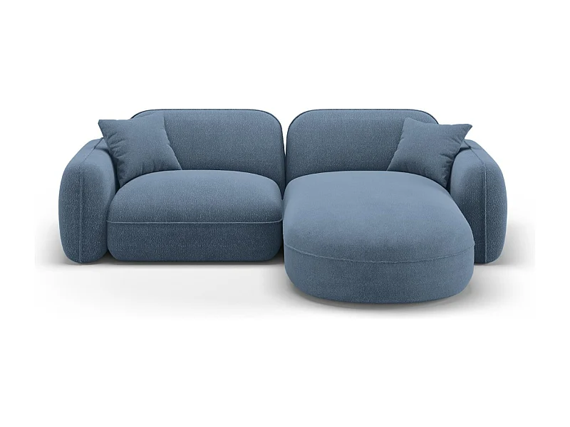 CXL by Christian Lacroix - Canapé d'angle droit modulable "Lucien" 3 places en velours blue jeans - 230x165x70cm